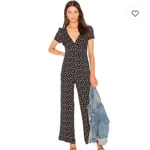 Free People Black & Rose Print Mia Jumpsuit S 10